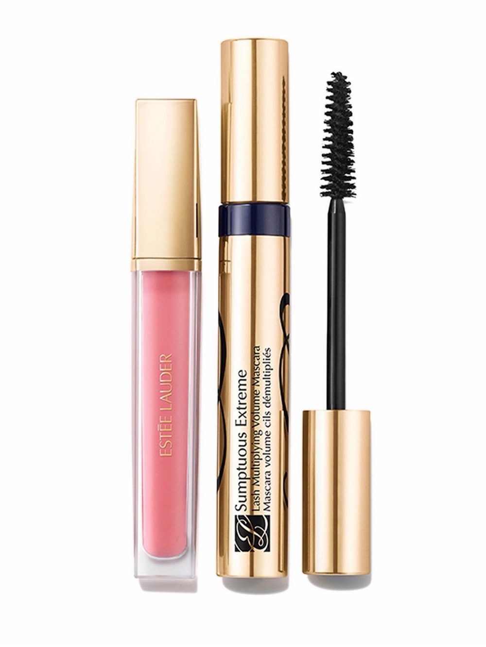 Estee Lauder Pink Lip Gloss & Black Mascara Duo new full size